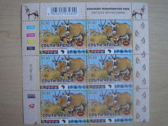 2001 RSA - BW Joint Issue - Block of 6 x R 1.40 MNH