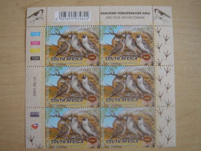 2001 RSA - BW Joint Issue - Block of 6 x R 2.90 MNH