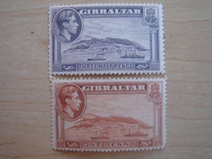 1938 Gibraltar - King George VI SG2122-123b MNH