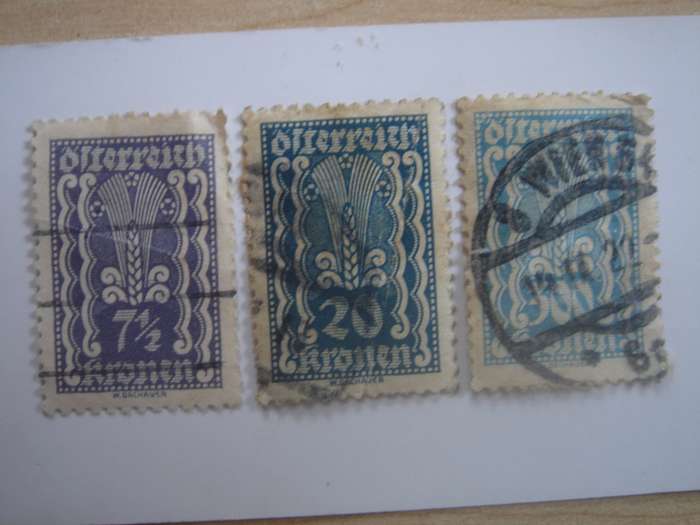 1922 Austria - Ear of Corn - SG467,471,486 used, stamped