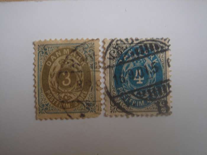 1875 Denmark Numerals SG80-81 used, stamped