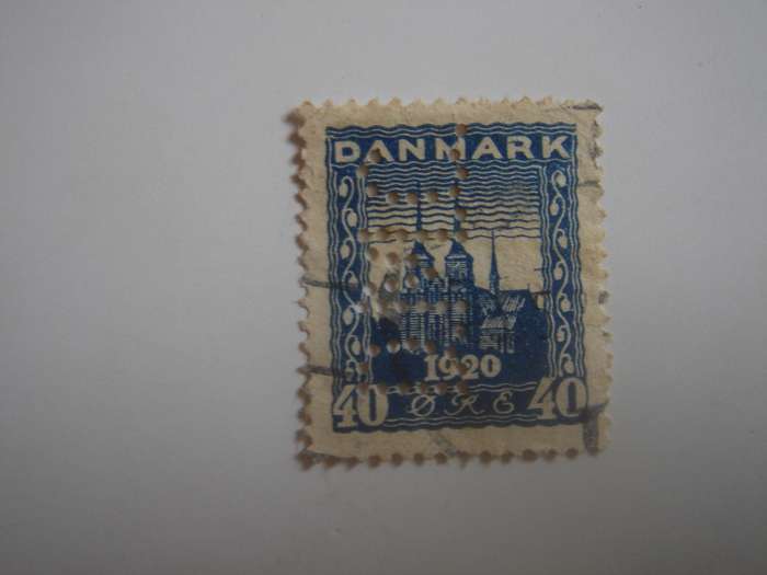 1920 Denmark - Slesvig - SG212 used, stamped with perfins 'D.M.C.'