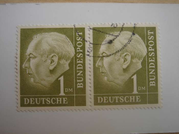 1954 BRD - Theodor Heuss (I) - MiNr 194 x horizontal pair used, stamped