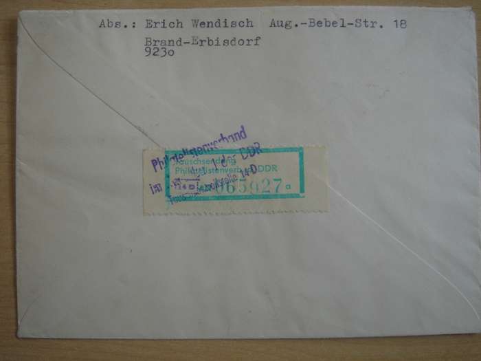 1986 DDR MiNr 3036, 3038-3039 in Block 85 used on registered letter