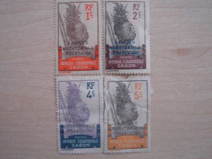 1912 Gabon - Warrior optd - SG49-52 used, hinged