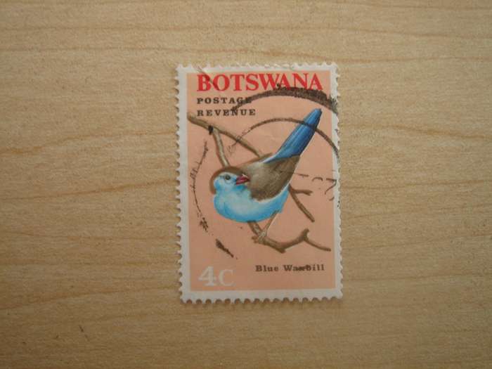 1967 Botswana - Blue Waxbill 4 c used, stamped