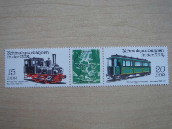 1983 DDR Railways Strip of 3 MiNr 2792/Zf/2793 MNH
