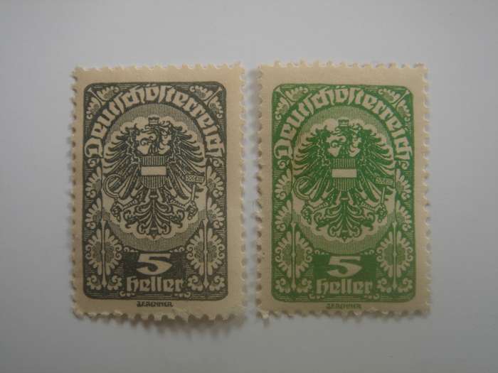1919 Austria - 'Rep. Arms' SG337-338 perf. - mint, hinged