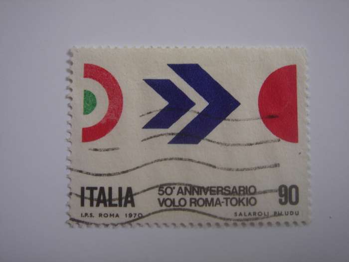 1970 Italia - Rome-Tokyo Anniversary 90 L - SG1256 used, stamped