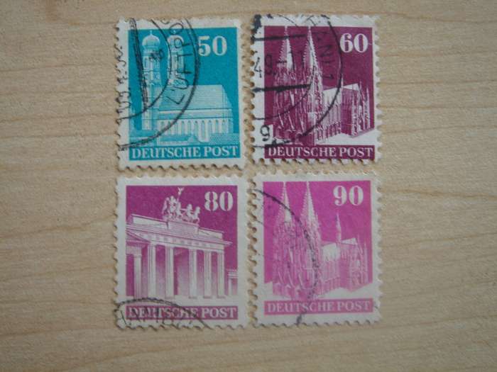 1948 Bizone MiNr 92-94,96 wg used, stamped