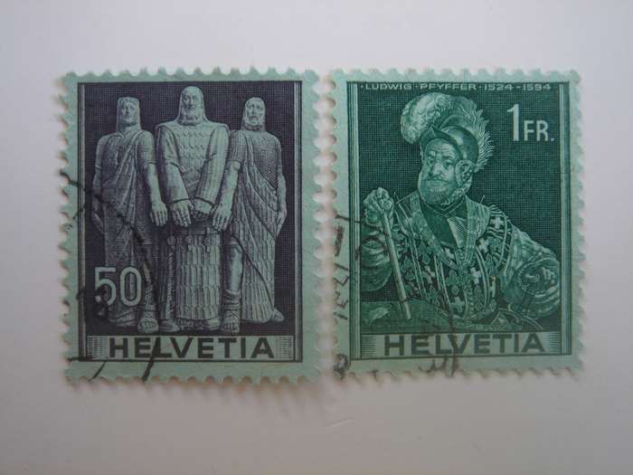 1941 Helvetia - Historical Figures - SG405,410 used, stamped