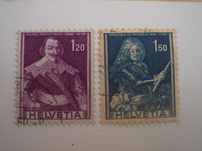 1941 Helvetia - Historical Figures - SG411-412 used, stamped