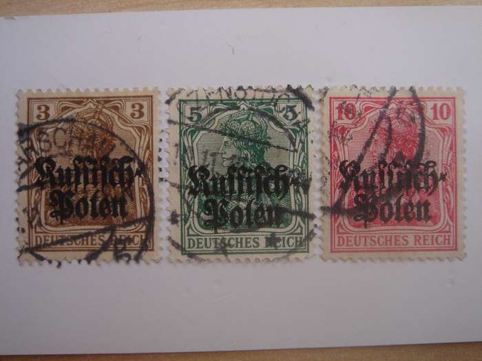 1915 Russisch-Polen - Germania optd - MiNr 1-3 used, stamped