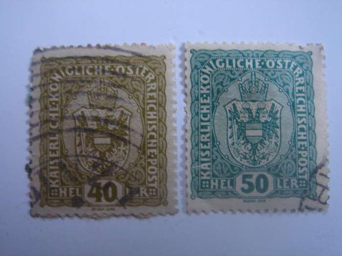 1916 Austria - Imperial Crown SG256-257 used, stamped