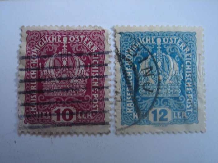 1916 Austria - Imperial Crown SG250-251 used, stamped