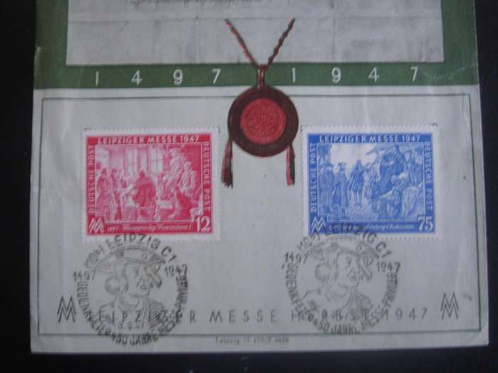 1947 Allied Occupation Zone MiNr 965,966a stamped on Commemorative Sheet