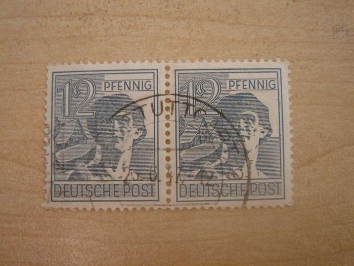 1947 Allied Occupation Zone MiNr 947 horizontal pair used, stamped