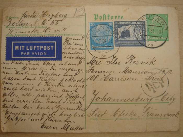 1938 Deutsches Reich 669 stamped on postcard with MiNr 515 (print) + 521 X from 1934