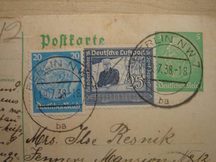 1938 Deutsches Reich 669 stamped on postcard with MiNr 515 (print) + 521 X from 1934