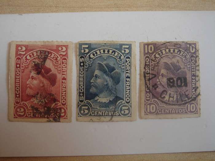 1900 Chile - Columbus SG83, 84 a, 78 used, stamped