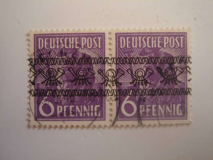 1948 Bi-Zone - Allied Occupation - MiNr 37 I a horizontal pair used, stamped