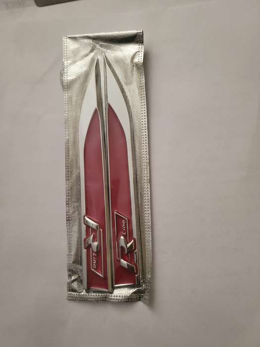 2 x Rline Emblems Badge 3D Car Sticker Side Metal Knife Type Fender