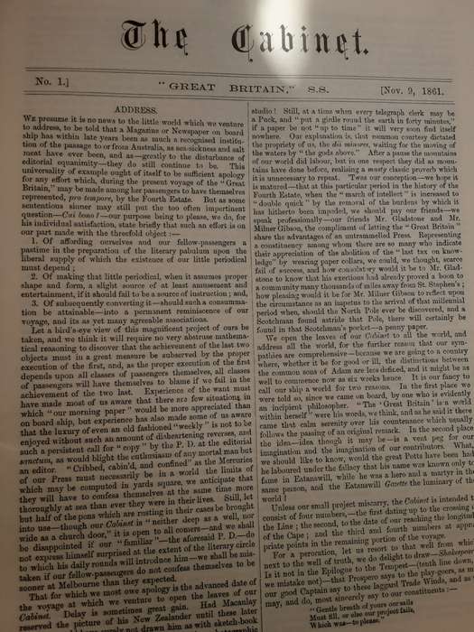 The Cabinet A Repository of Facts Figures & Fancies relating to the voyage of the Great Britain SS