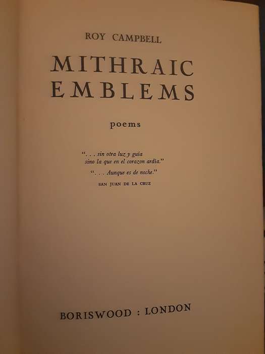 Mithraic  Emblems, Poems by Roy Campbell ***SIGNED limited edition nbr 28/30***