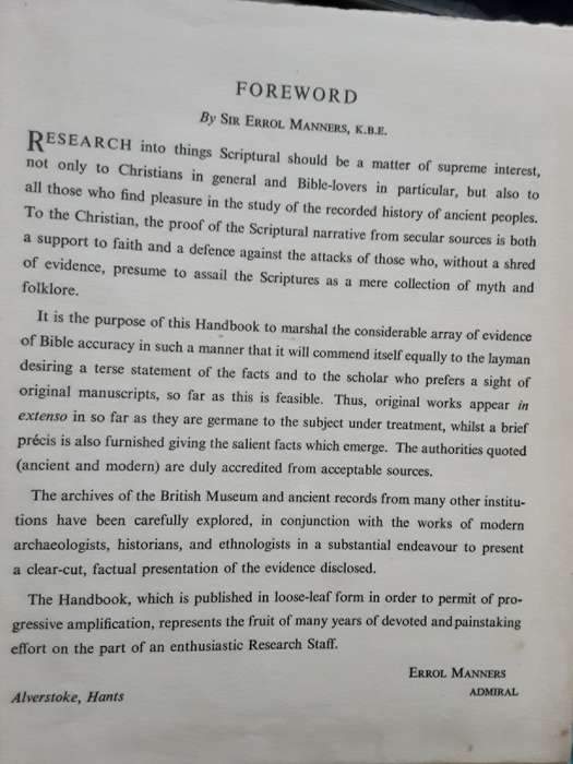 Bible Research A Handbook of Secular Evidence published by National Message Ltd in 1948