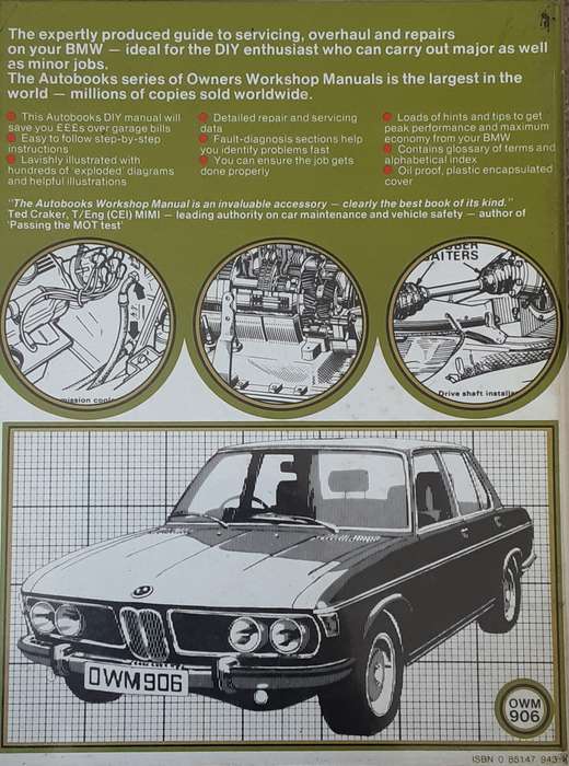 BMW 2500, 2800, 3.0, 3.3 1968 to 77 Owners Workshop Manual by Autobooks