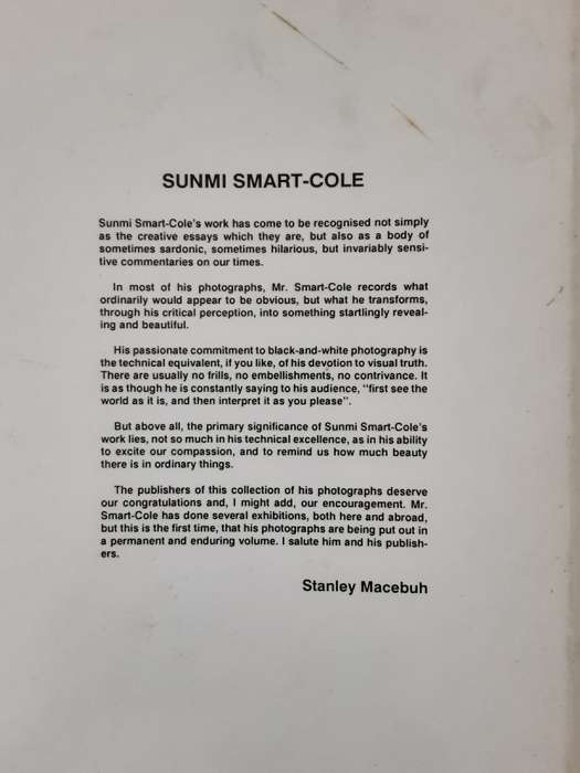 The Photography of Sunmi Smart Cole foreward by Wole Soyinka