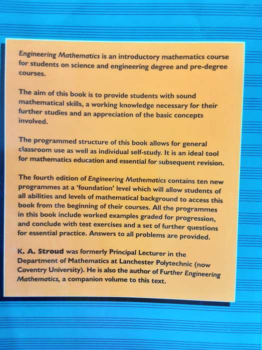 Engineering Mathematics Fourth Edition by K A Stroud