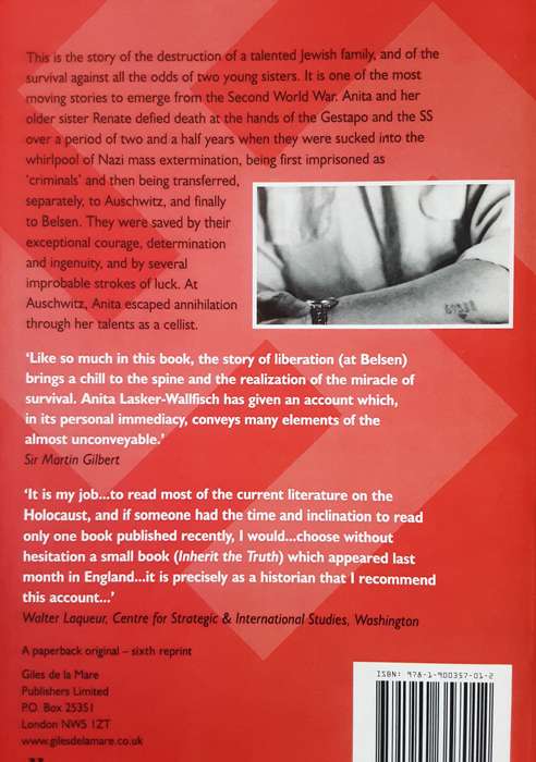 Inherit The Truth 1939  1945 by Anita Lasker-Wallfisch (Auschwitz  & Belsen survivor) Signed Copy