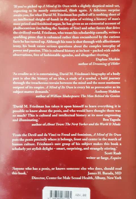 A MInd Of Its Own A Cultural History of the Penis by David M Friedman