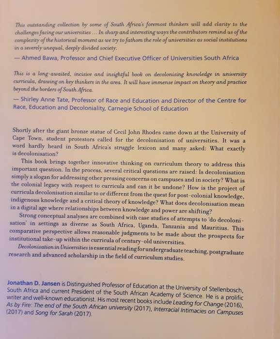 Decolonisation in Universities The Politics of Knowledge edited by Jonathan D Jansen