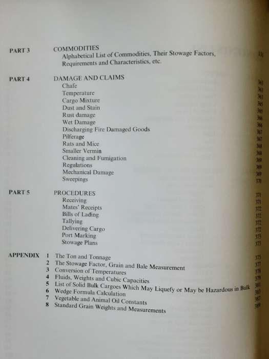 Thomas Stowage, The Properties and Stowage of Cargoes 4th Edition by Capt K S Rankin