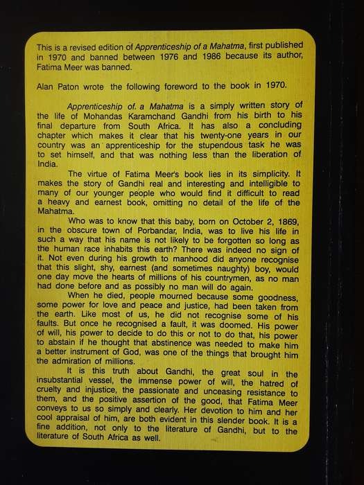 Apprenticeship of a Mahatma, A Biography of M K Gandhi 1869 1914 by Fatima Meer