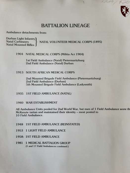 1 Medical Battalion Group 1895 1990
