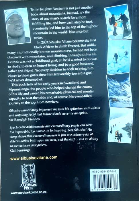 To The Top From Nowhere  by Sibusiso Vilane with Gail Jennings **Signed Copy **