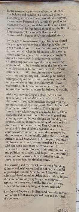 Lost Lion of the Empire, The Life of Cape to Cairo Grigan by Edward Paice