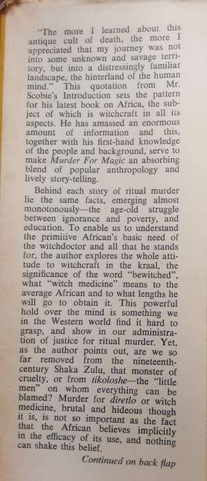 Murder For Magic Witchcraft in Africa by Alastair Scobie