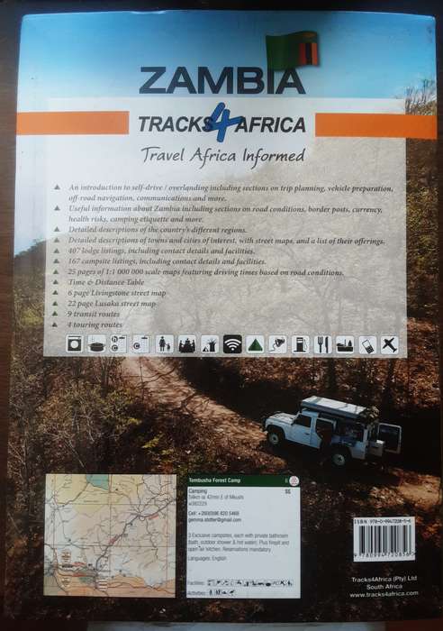 Zambia Self Drive Guide Edition 1 by Tracks 4 Africa plus Zambia Travel Map