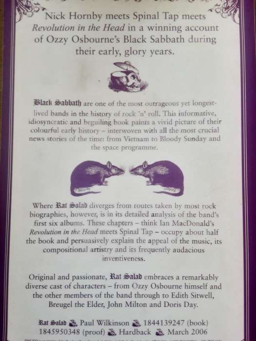 Rat Salad Black Sabbath The Classic Years 1969 1975 by Paul Wilkinson**Uncorrected Proof**