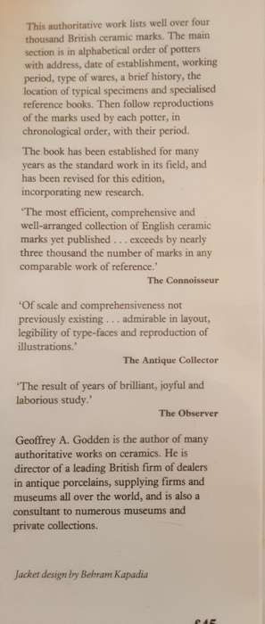 Encyclopaedia of British Pottery and Porcelain Marks by Geoffrey A Godden