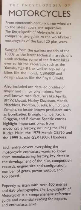 The Encyclopedia of Motorcycles From 1884 To The Present Day edited by Alan Dowds
