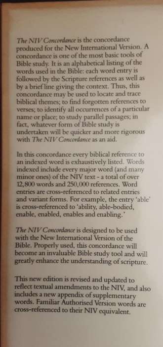The NIV Concordance The Comprehensive English Concordance edited by J Kohlenberger & E Goodrick