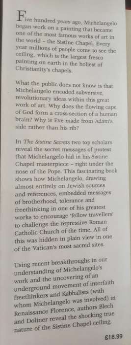 The Sistine Secrets Unlocking the Codes in Michelangelo's Defiant Masterpiece by Blech