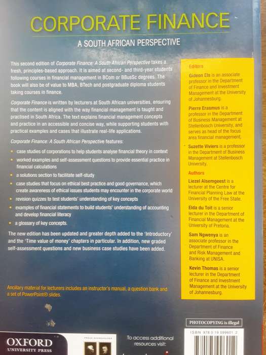 Corporate Finance A South African Perspective 2nd Edition edited by Els, Erasmus, Viviers