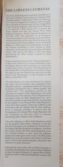 The Lawless Caymanas A Story of Slavery, Freedom & the West India Regiment by Brian Kieran **Signed*