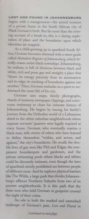 Lost and Found in Johannesburg A Memoir by Mark Gevisser